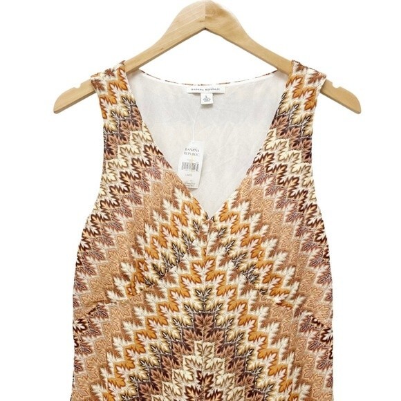 NWT Banana Republic Dress Neutral Autumn Geometric Stripe Knit Size Large VTG - Picture 4 of 13